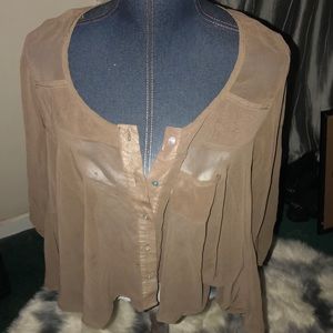 Tan sheer flowing blouse